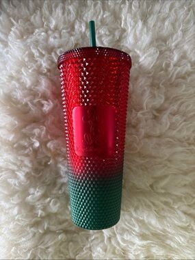 New Starbucks x Disney World Red Faded to Green Bejeweled Tumbler